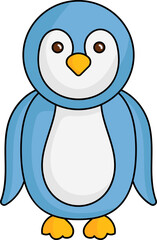 Wall Mural - Cute Penguin Character Icon In Blue Color.