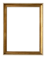 Antique Rectangle Decorative Gold Plated Wooden Picture Frame Isolated On White Background