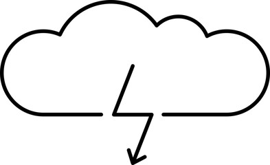 Poster - Down Zig Zag Arrow With Cloud Black Stroke Icon.