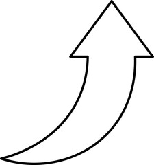 Sticker - Right Curve Arrow Icon In Black Line Art.