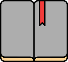 Sticker - Open Book With Ribbon Icon In Red And Gray Color.