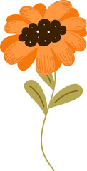 Sticker - Orange Flower Element In Flat Style.