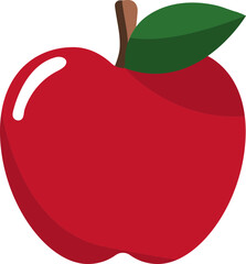 Wall Mural - Isolated Red Apple With Leaf Icon In Flat Style.