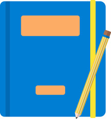 Wall Mural - Flat Style Book And Pencil Icon In Blue And Yellow Color.