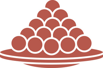 Sticker - Brown Laddu ( Indian Sweets Ball) Icon In Flat Style.