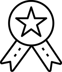 Wall Mural - Star Badge Medal Icon In Black Outline.