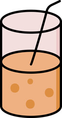 Sticker - Drink Glass Icon In Orange And Pink Color.