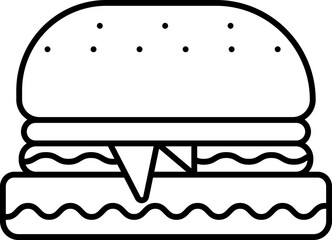 Poster - Isolated Burger Icon In Line Art.