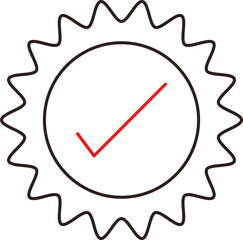 Sticker - Red And Black Outline Illustration Of Check Sticker Icon.