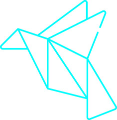 Poster - Turquoise Linear Style Fly Origami Bird Icon.