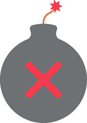 Canvas Print - Cross Symbol Bomb Icon In Red And Gray Color.