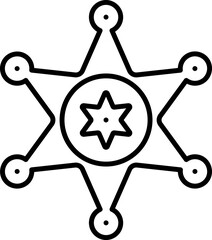 Sticker - Sheriff Symbol Or Icon In Black Line Art.