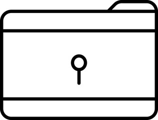 Poster - Locked Folder Icon In Black Line Art.