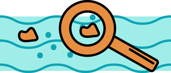 Poster - Research Or Checking Water Pollution Icon In Orange And Blue Color.