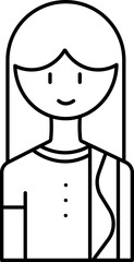 Sticker - Isolated Young Cartoon Woman Black Stroke Icon.