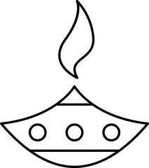 Poster - Isolated Burning Oil Lamp (Diya) Black Stroke Icon.