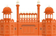 Vector Illustration Of Red Fort In New Delhi India.
