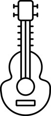 Wall Mural - Isolated Guitar Icon In Thin Line Art.