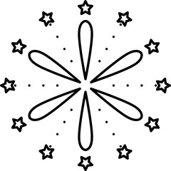 Sticker - Beautiful Stars Fireworks Black Outline Icon.