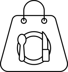 Sticker - Food Delivery Shopping Bag Icon In Linear Style.