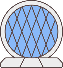 Poster - Aldar Headquarters Building Icon In Blue And White Color.