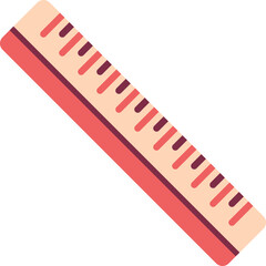 Sticker - Peach And Red Illustration Of Ruler Scale Icon.