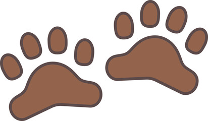 Sticker - Brown Paw Symbol Or Icon ON White Background.