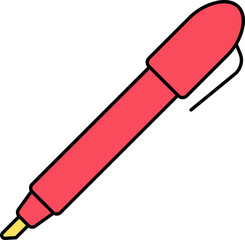 Sticker - Red Pen Icon On White Background.