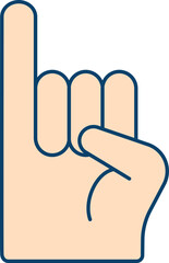 Sticker - Little Finger Up Hand Flat Icon In Peach Color.