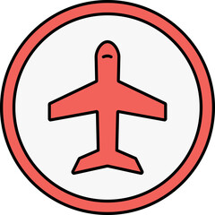 Poster - Red Airplane Round Icon Or Symbol.