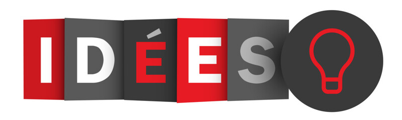 Poster - IDEES (IDEAS in French) red and gray vector web button