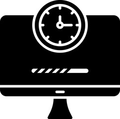 Wall Mural - Glyph Style Clock In Monitor Icon.