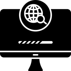 Sticker - Glyph Style Global Search In Monitor Icon.