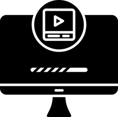 Sticker - B&W Color Video Play In Monitor Icon.