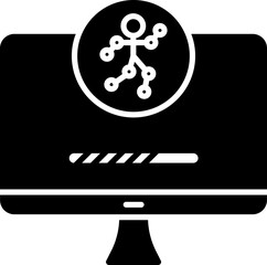 Sticker - B&W Color Robot Animation In Monitor Icon.