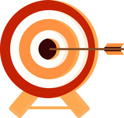 Wall Mural - Arrow Hit Center Board For Shooting Target Icon In Orange And White Color.