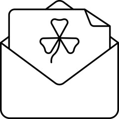 Poster - Clover Card With Envelope Black Thin Line Icon.