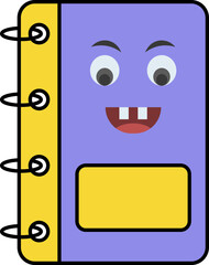 Poster - Funny Face Notebook Yellow And Purple Icon In Flat Style.