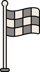 Sticker - Waving Checkered Flag Flat Icon In Grey And White Color.