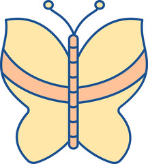 Sticker - Orange And Yellow Cute Butterfly Flat Icon.