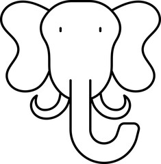 Sticker - Black Line Art Of Elephant Face Icon.