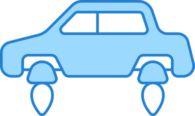 Poster - Blue And White Flying Car Icon Or Symbol.