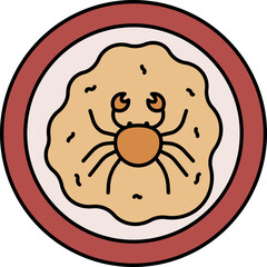 Poster - Top View Thai Curry Crab Plate Brown And White Icon.