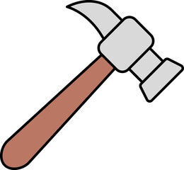 Sticker - Grey And Brown Nail Hammer Flat Icon.