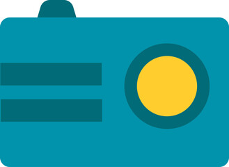 Sticker - Flat Style Camera Icon In Teal Color.