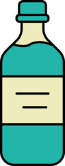 Canvas Print - Teal And Yellow Water Bottle Icon In Flat Style.