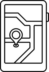 Sticker - Open Map In Smartphone Outline Icon.