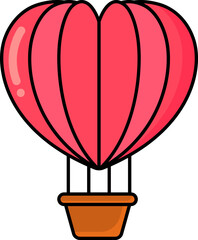 Sticker - Flat Heart Shape Hot Air Balloon Flat Icon.