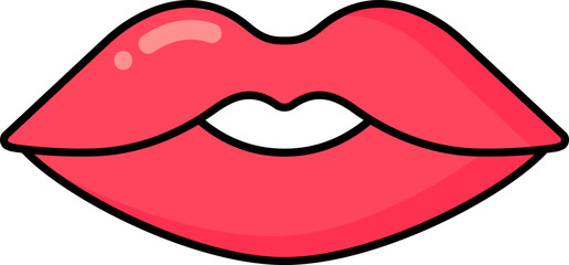 Canvas Print - Flat Illustration of Red Lips Icon.