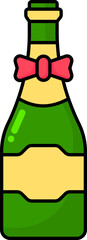 Sticker - Bow Ribbon Wine Or Champagne Bottle Green Icon.